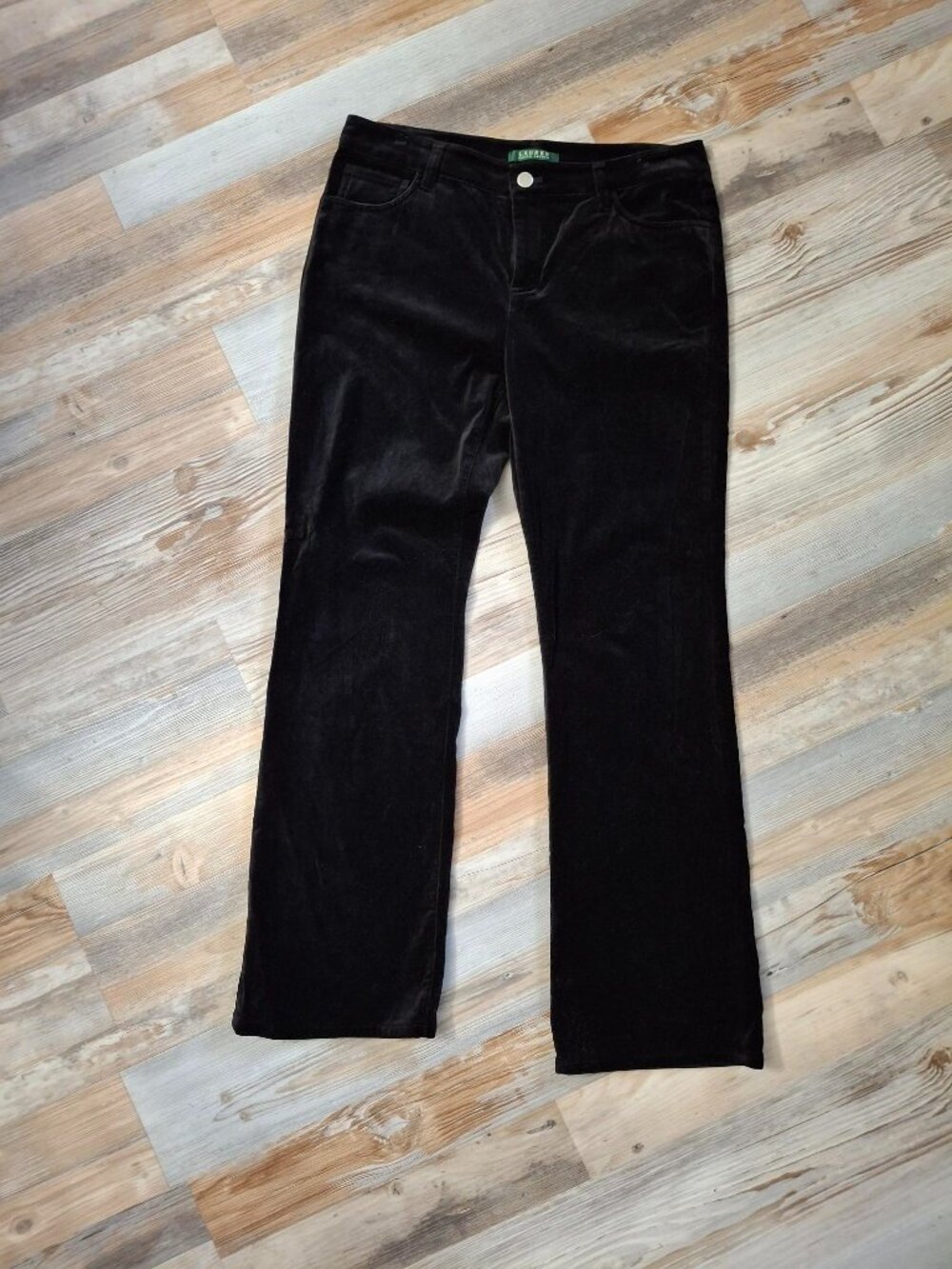 Lauren by Ralph Lauren Velvet Pants Women's Size 10 Stretch Cotton Black Bootcut